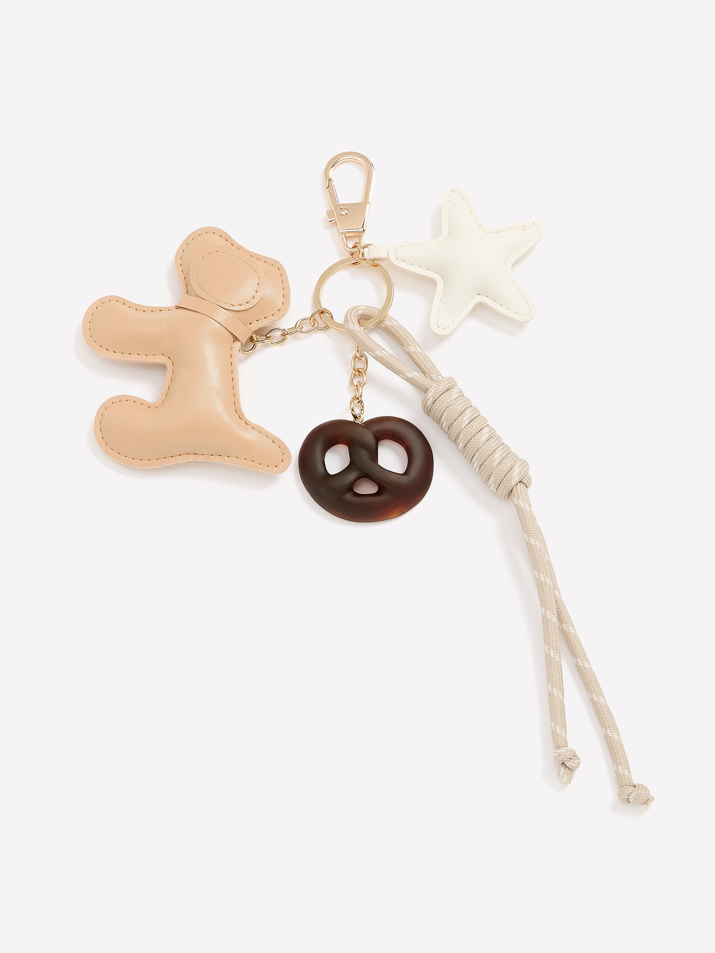Keychain Bag Charm with Dog, Pretzel and Star
