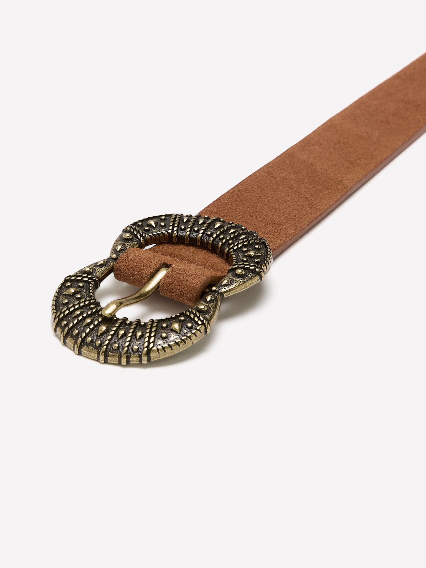 Denim Belt with Embellished Buckle