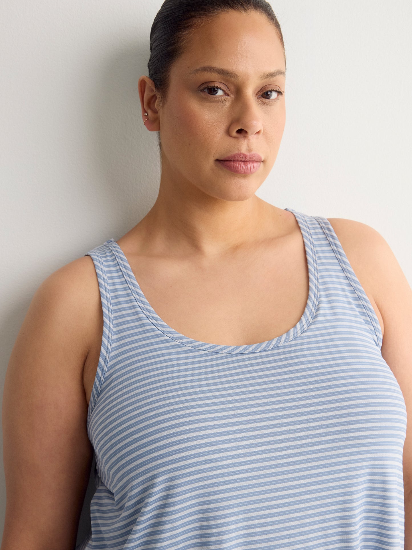 Textured Striped Swing Tank Top with Racerback Fooler - Active Zone