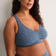 Wireless Blue Leopard Cotton Bra with Lace Trim - tiVOGLIO