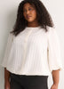 Short Buttoned-Down Elastic-Waist Blouse