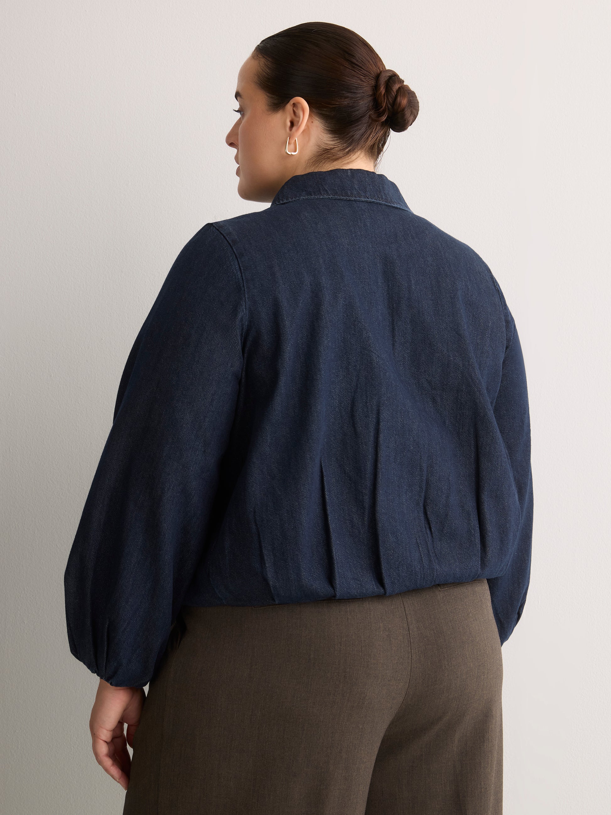 Dark Zip Bubble Denim Jacket