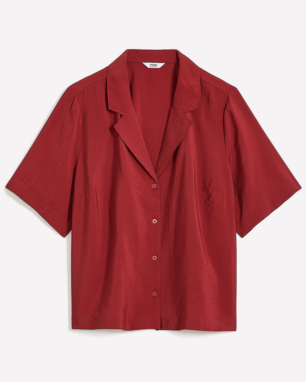 Chemisier court à manches courtes et col cranté