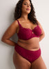 Red Microfibre Thong with Wide Lace Waistband - Déesse