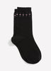 Scalloped-Edge Crew Socks with Hearts Placement Print