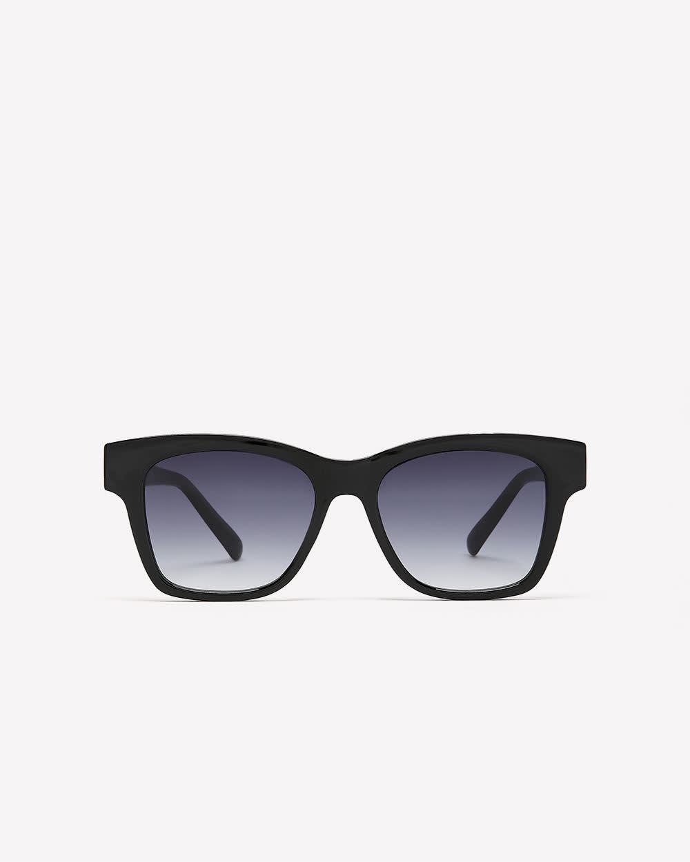 Lunettes de soleil rondes noires avec détail doré