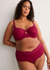 Red Microfibre Brief with Wide Lace Waistband - Déesse