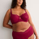 Red Microfibre Brief with Wide Lace Waistband - Déesse