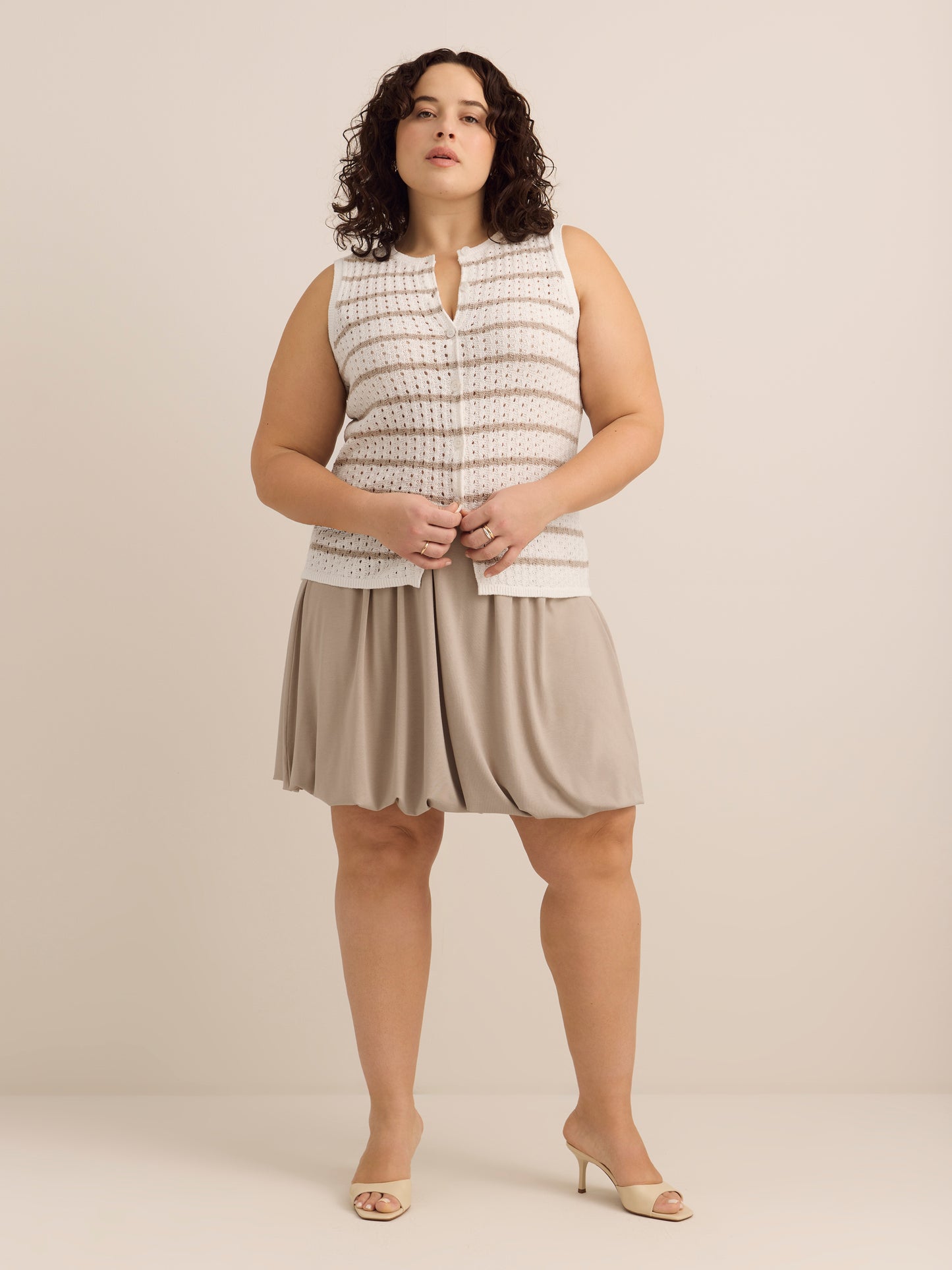 Buttoned-Down Sleeveless Sweater Vest