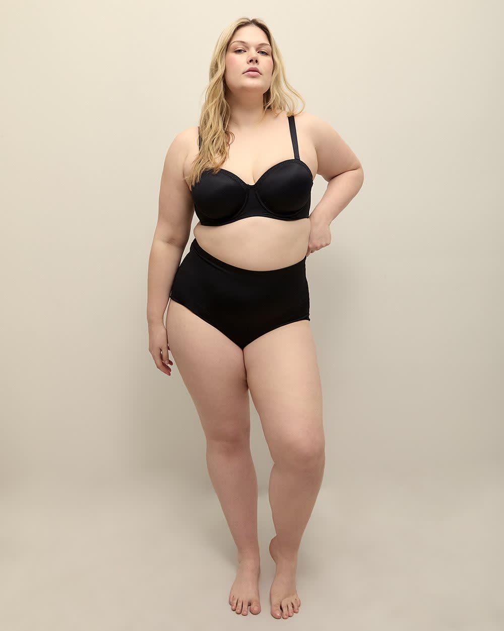 High-Waisted Cincher Brief with Striped Mesh - ti Voglio