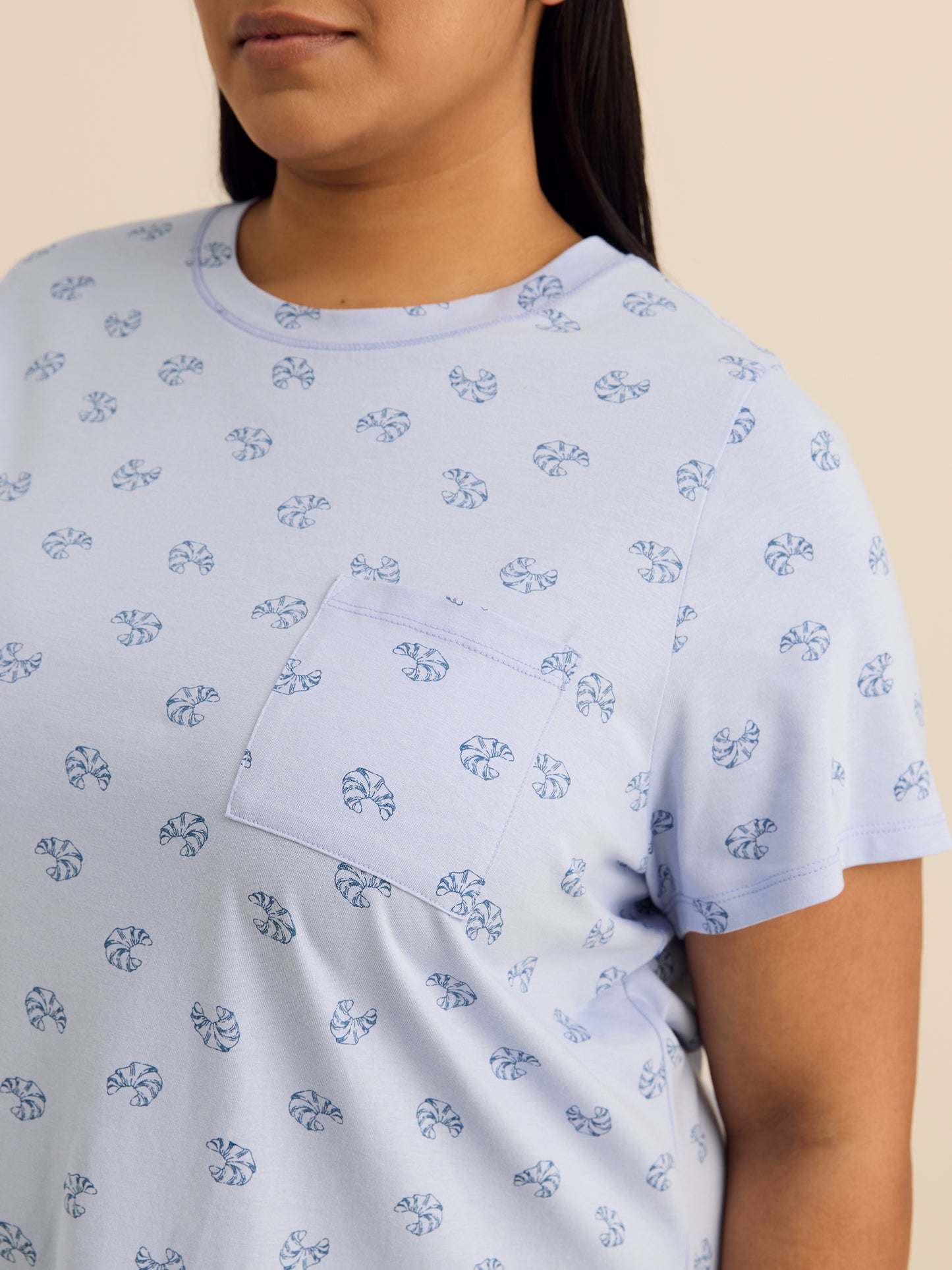 Robe de nuit longue à manches courtes imprimée - ti Voglio