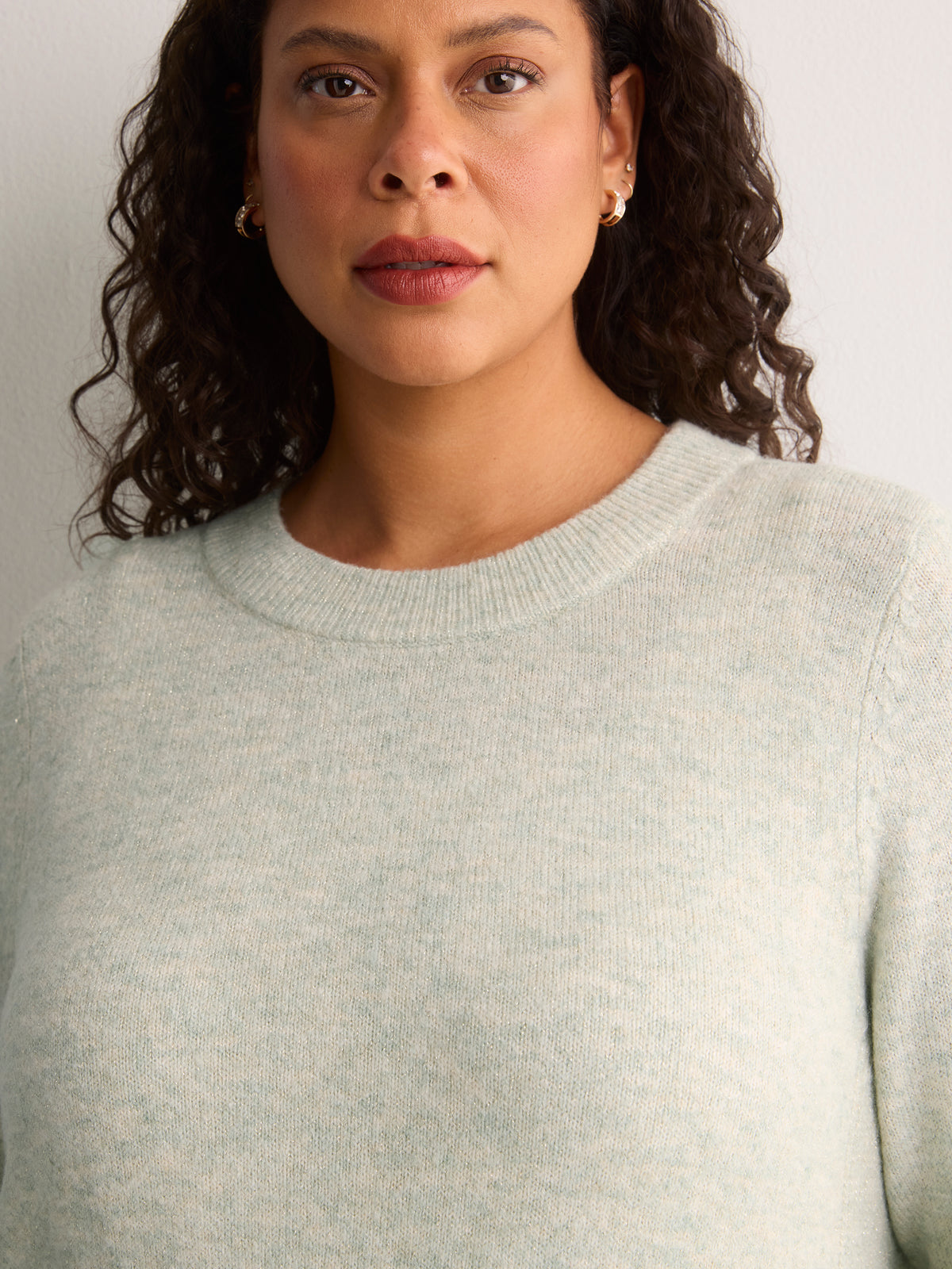 Lurex Crew-Neck Tunic Sweater