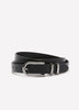 Black Faux Leather Belt with Double Metal Loop