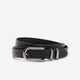 Black Faux Leather Belt with Double Metal Loop