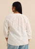 Swing Blouse with Ruffled Split Neckline
