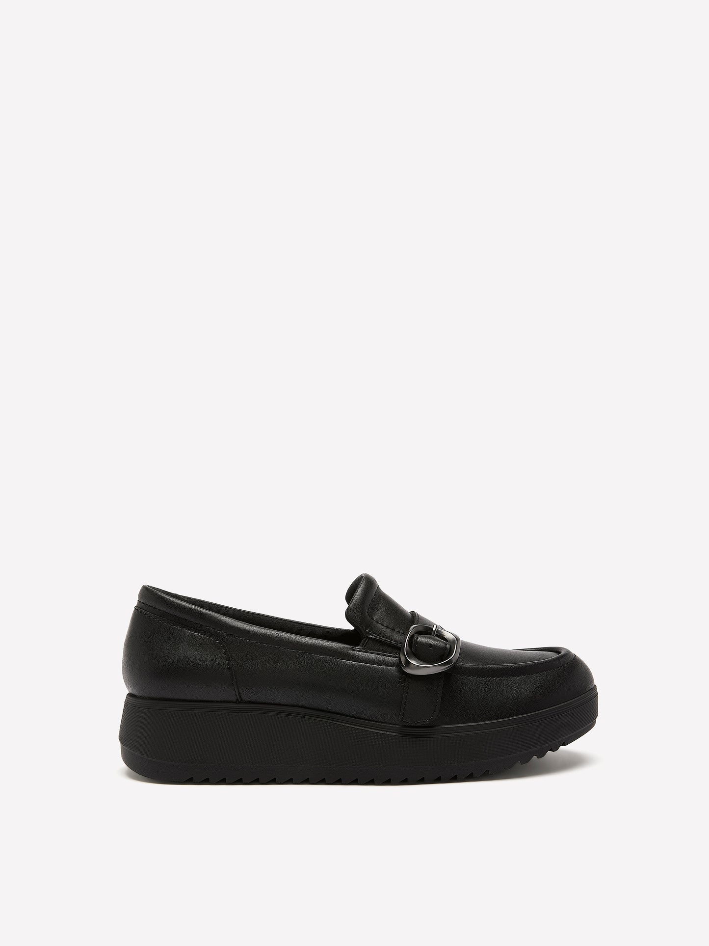 Wide Width, Zylah Vine Black Leather Wedge Loafer - Clarks