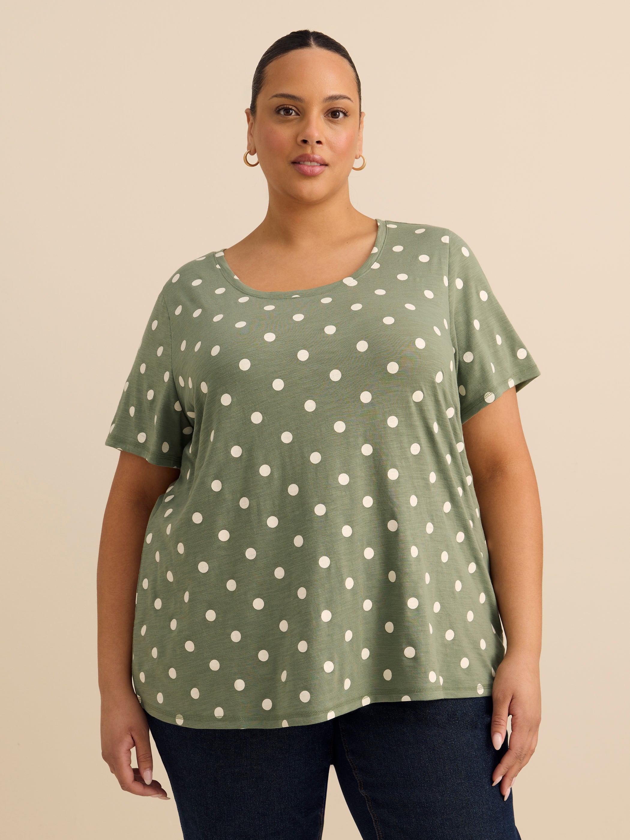 T-shirt coupe galbée à col rond 