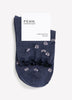 Blue Daisy-Print Ankle Socks with Lettuce Edge