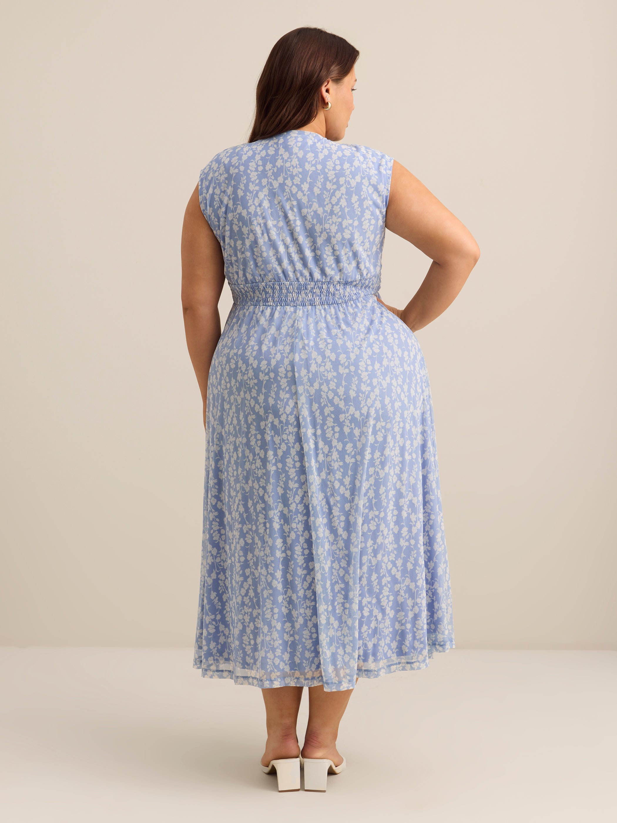 Knotted V-Neck Mesh Maxi Dress - Addition Elle