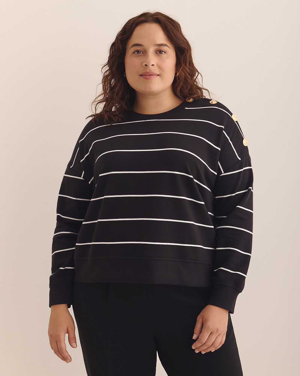 Dropped Shoulder Sweatshirt with Buttons