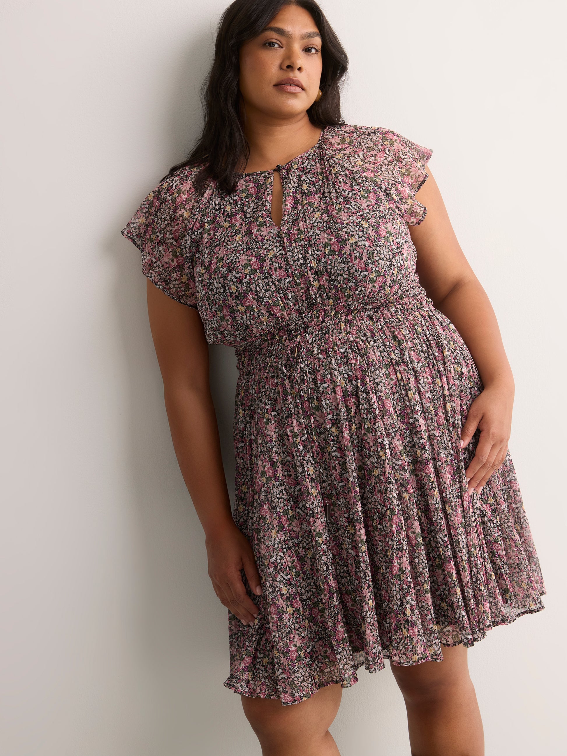 Fit and Flare Dress with Short Flutter Sleeves - Addition Elle