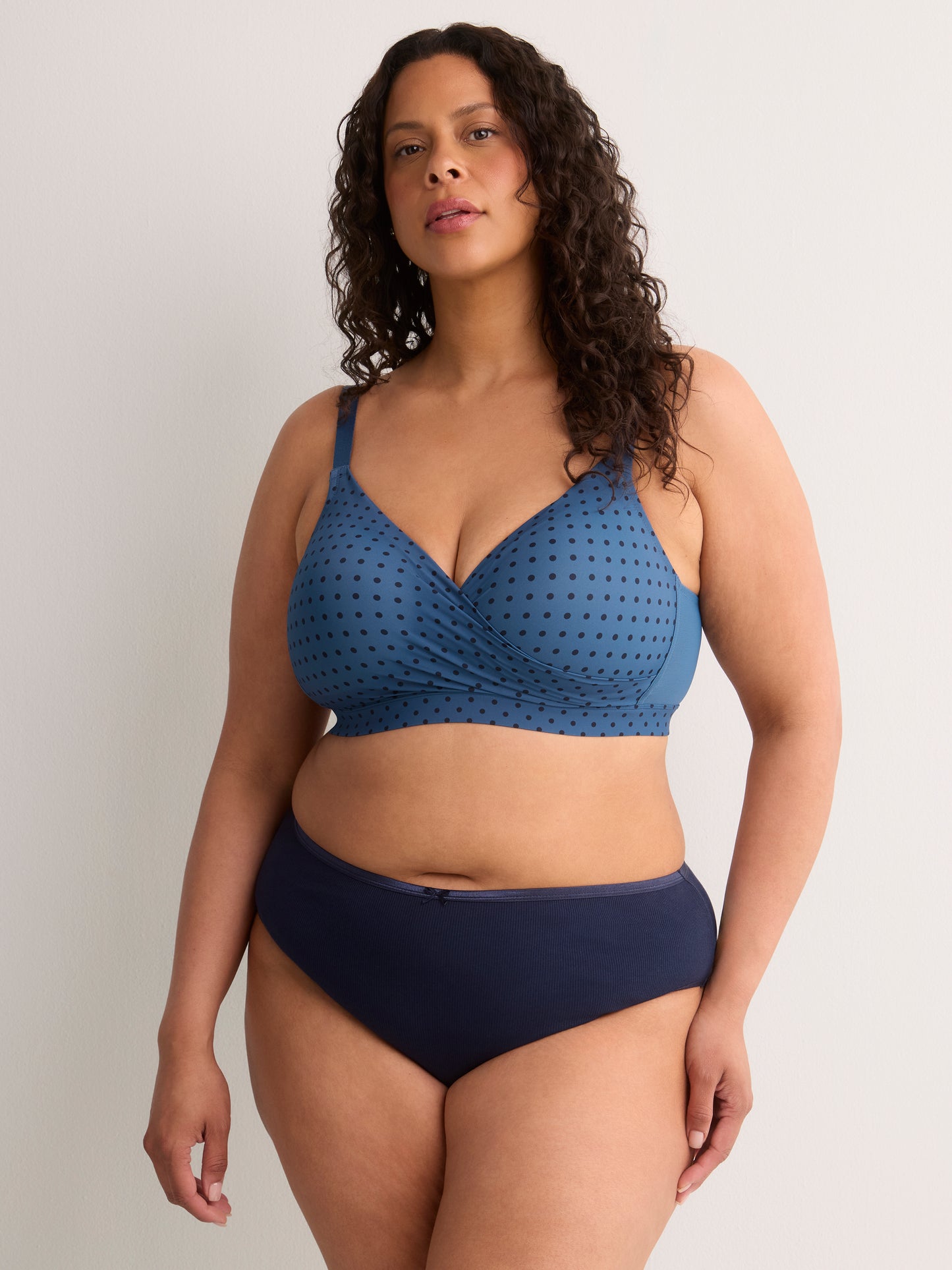 Blue Dotted Wireless Padded Lounge Bra - Déesse Collection