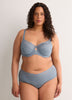 Blue T-Cup Unlined Underwire Lace Bra - Déesse Collection