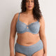 Blue T-Cup Unlined Underwire Lace Bra - Déesse Collection