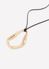 Long Rope Necklace with Golden Pendant