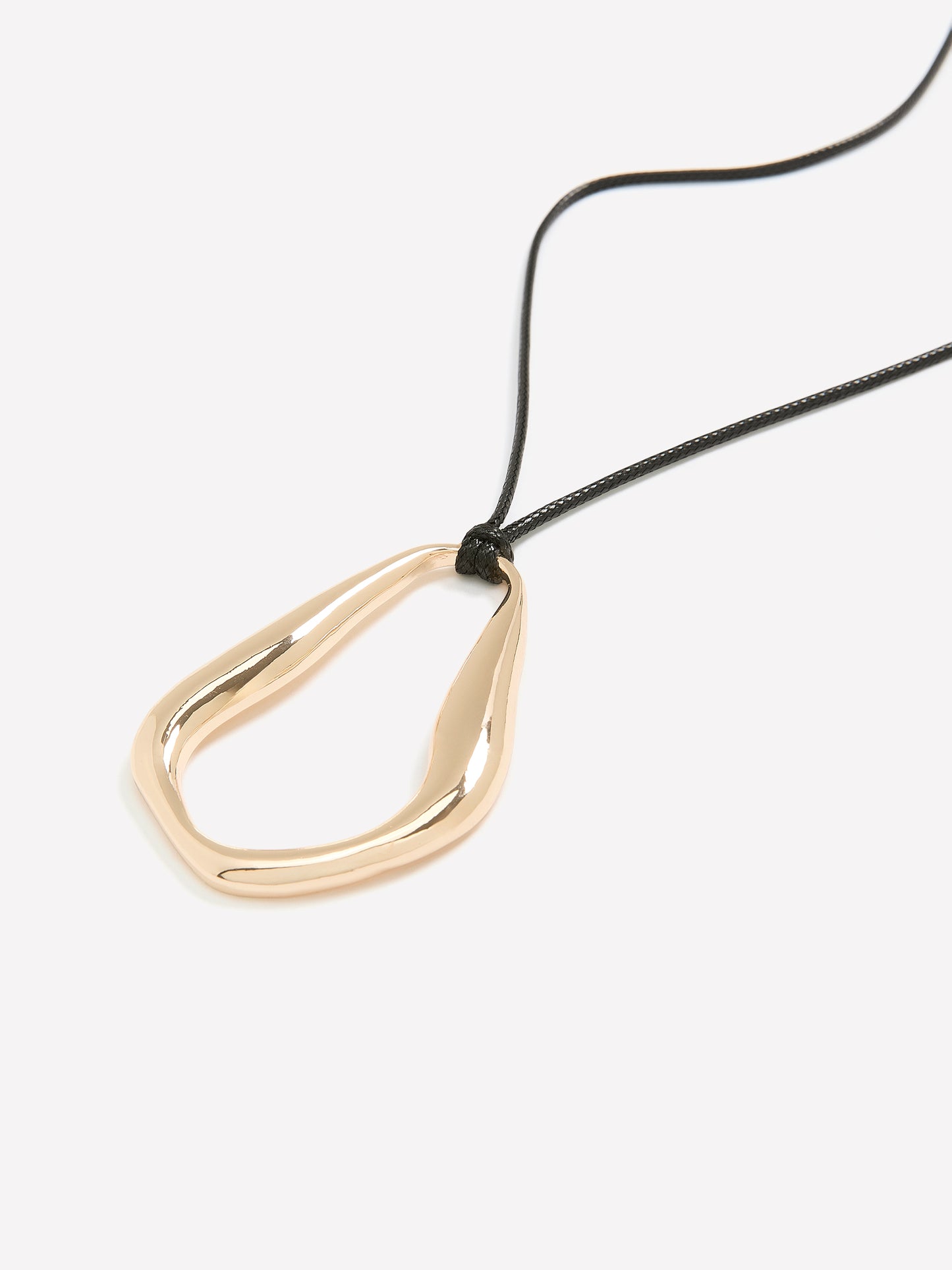 Long Rope Necklace with Golden Pendant