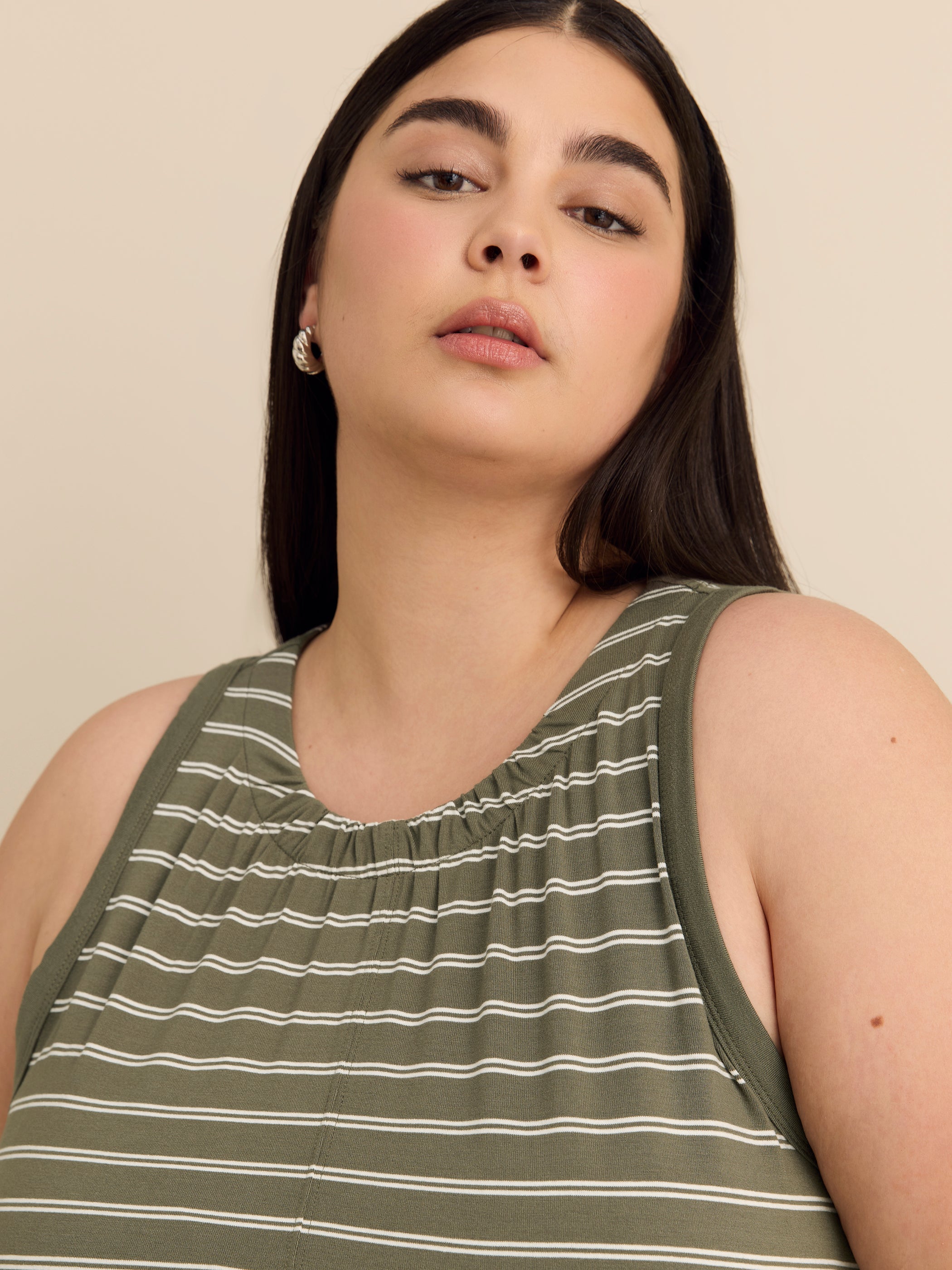 Yarn-Dyed Ribbed Halter Dress with Pockets