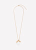 Long Matte Golden Necklace with Round Straw Pendant