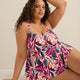 Printed Bandeau Tankini with Removable Straps
