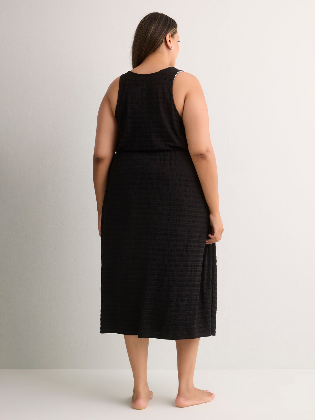 Lightweight Plunging V-Neck Midi Cover-Up Dress