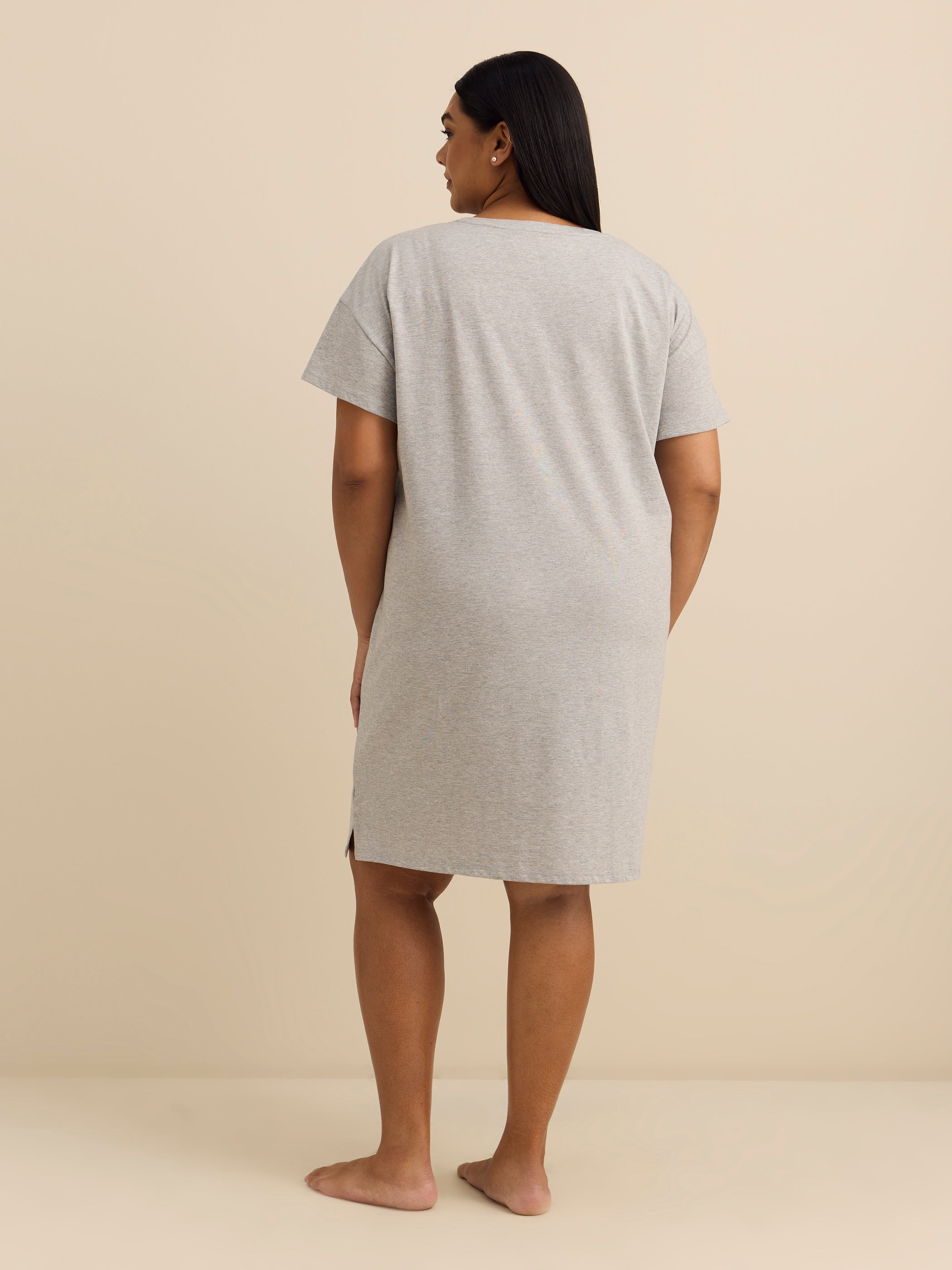 Robe de nuit couleur unie à manches courtes - ti Voglio