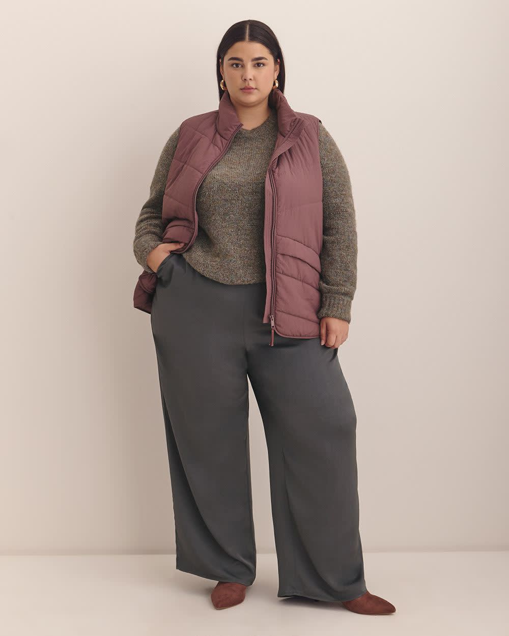 Penningtons Women's Wide Leg Pant – Satin, Pull-On, Slanted Pockets