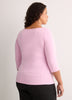 Fitted 3/4-Sleeve Boat-Neck Ribbed Knit Baby Tee
