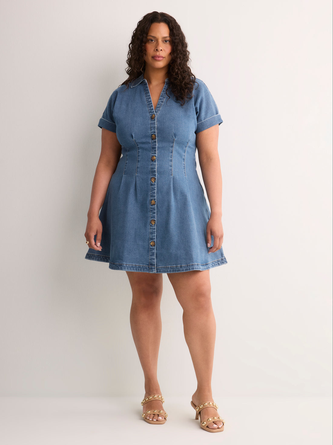 denim tunic dress plus size Penningtons Buttoned-Down Dolman Sleeve Shirt summer and fall. Size:24