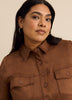 Faux Suede Shirt Dress with Pockets
