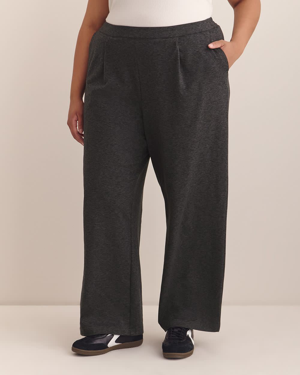 Pantalon ultradoux gris chiné à  jambe évasée - Active Zone