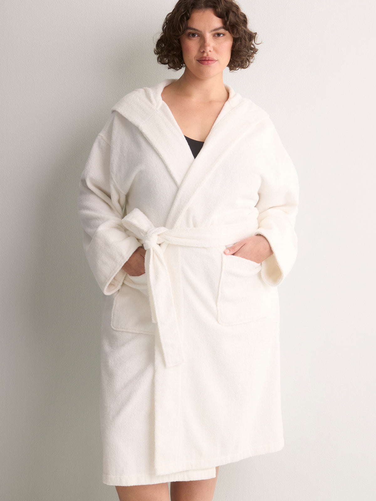 White French Terry Cloth Midi Spa Robe - tiVOGLIO