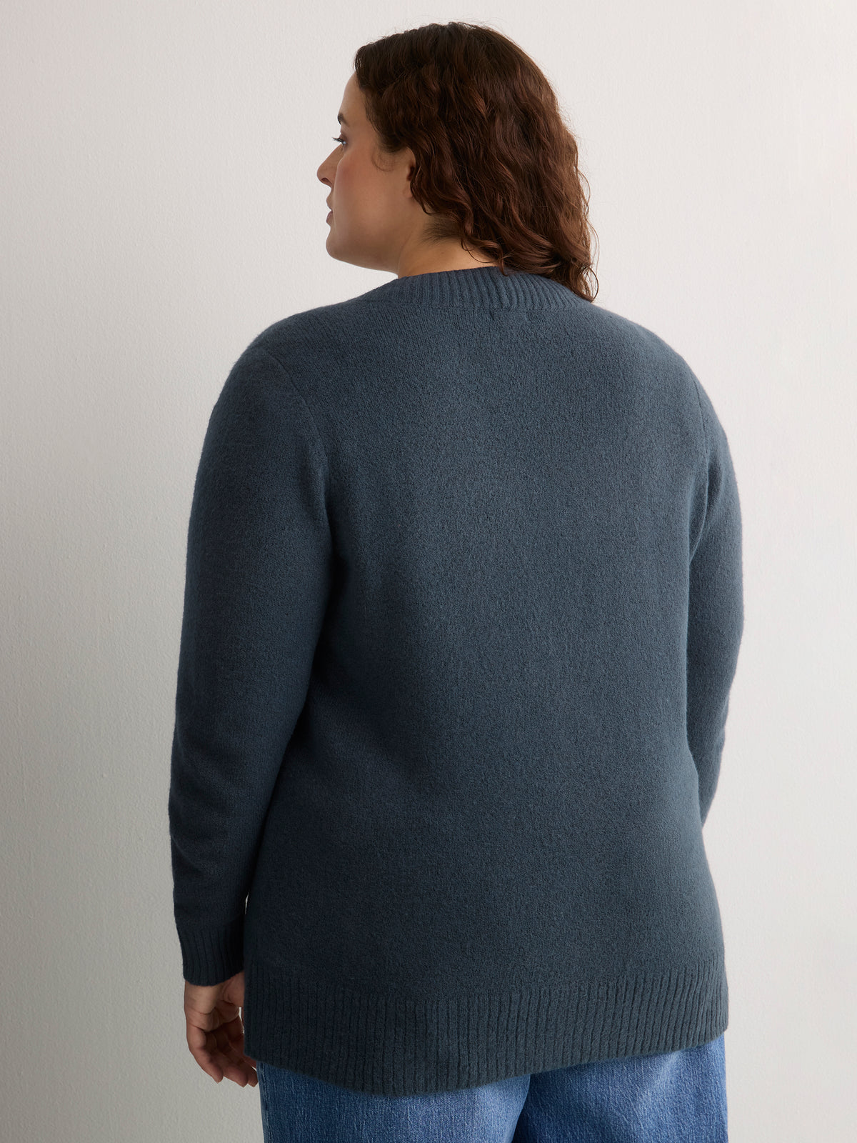 Indigo Straight Tunic Cardigan with Embellished Buttons