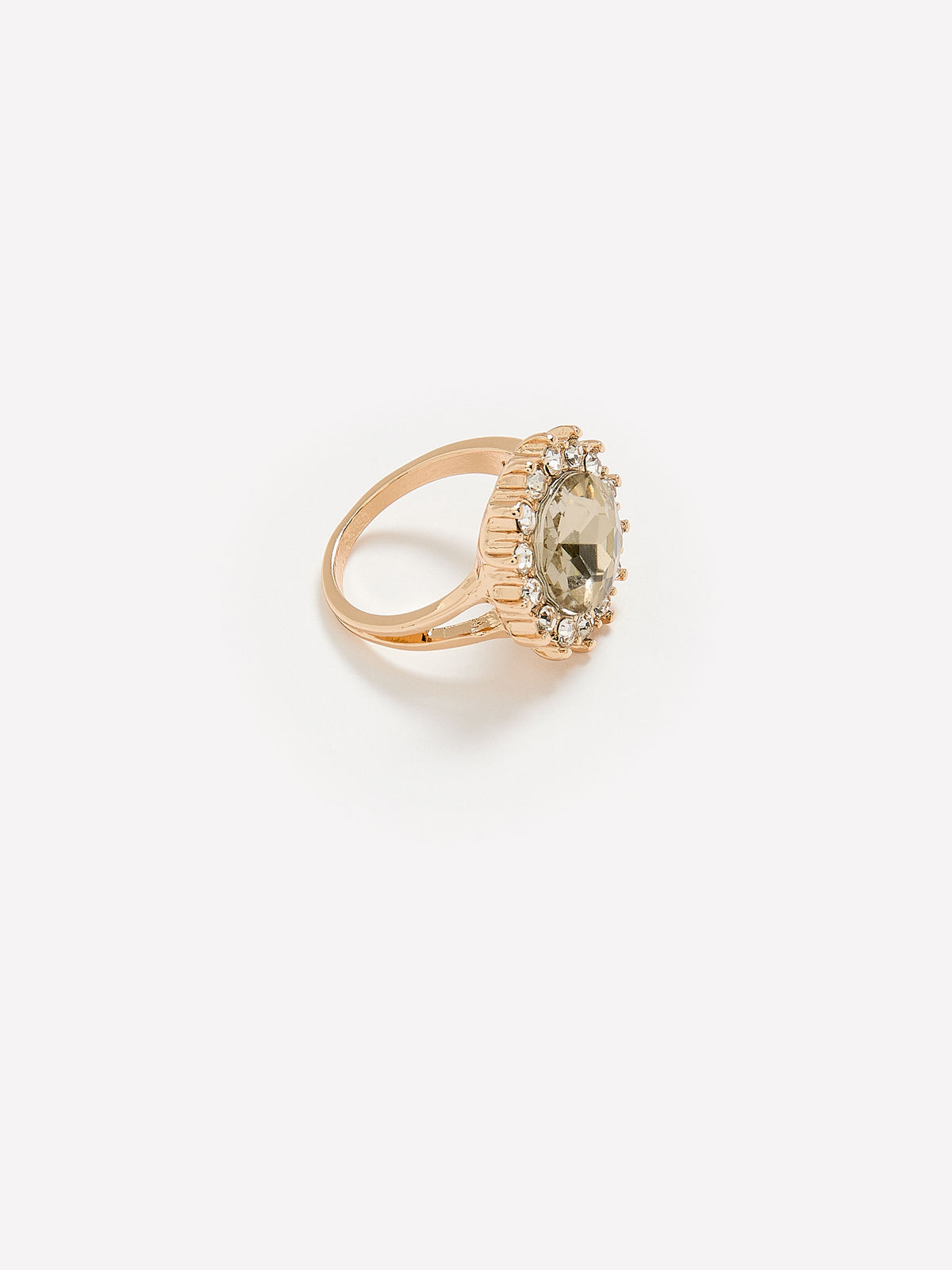 Golden Ring with Big Round Stone