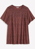 Flutter-Sleeve Knit Top with Smocked Detail