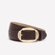 Brown Faux Leather Wide Denim Belt with Oval Plaque Buckle