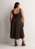 Brown Sleeveless Square-Neck Midi Dress - Addition Elle