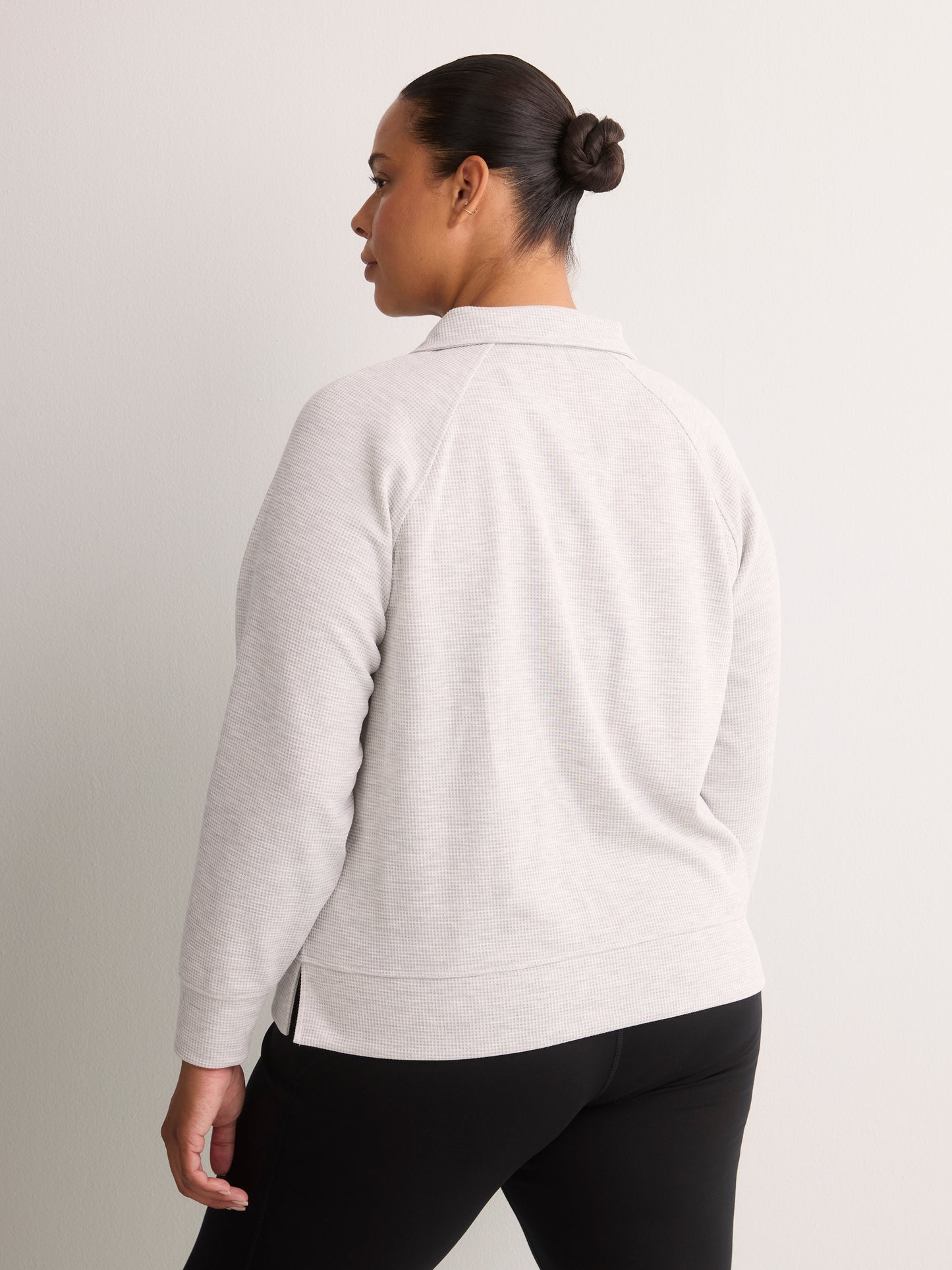 Fashion Flowy Waffle Knit Pullover with Collar - Active Zone