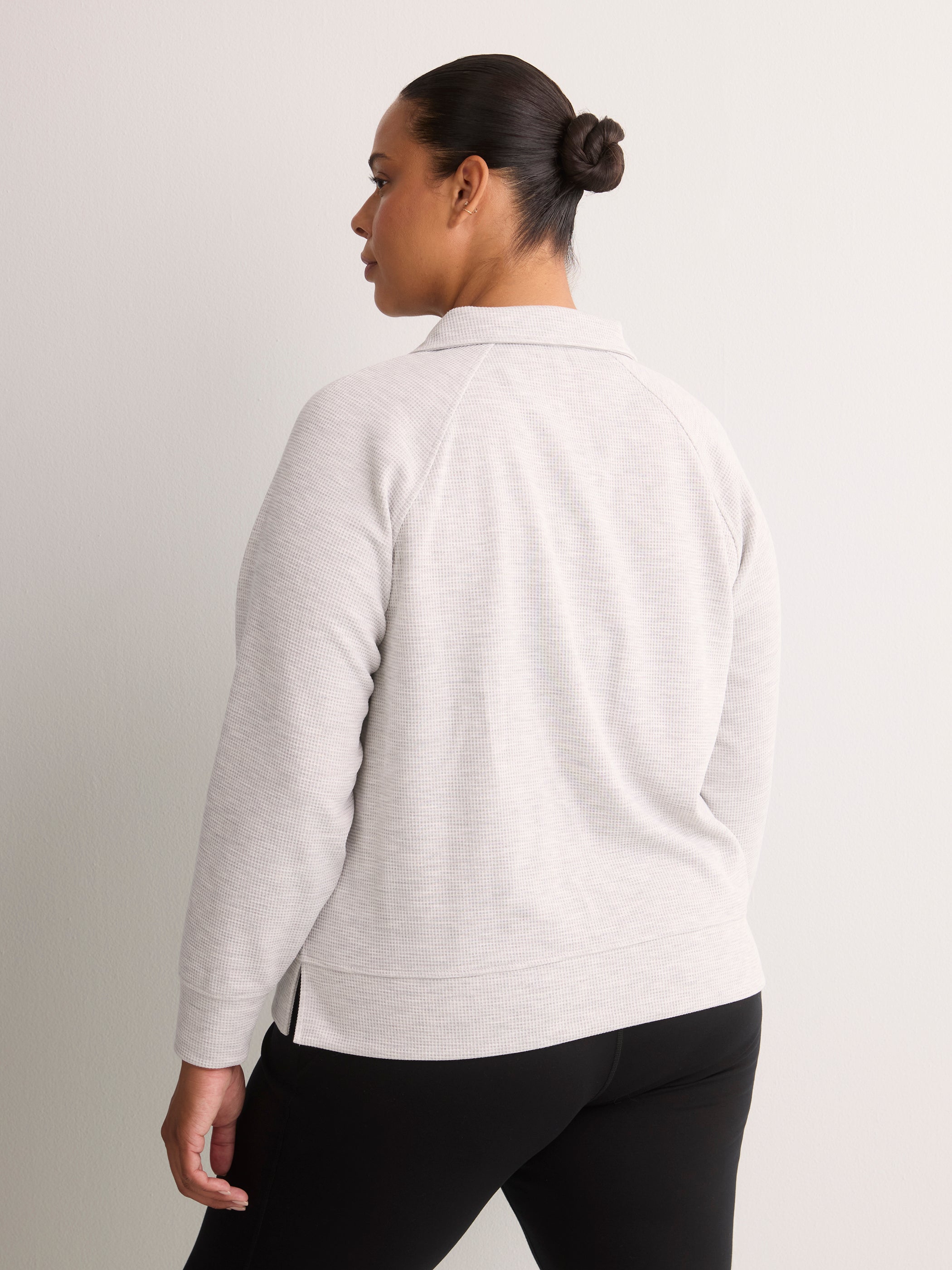 Fashion Flowy Waffle Knit Pullover with Collar - Active Zone