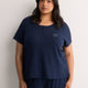Textured Blue Short-Sleeve Henley Pyjama Top - tiVOGLIO