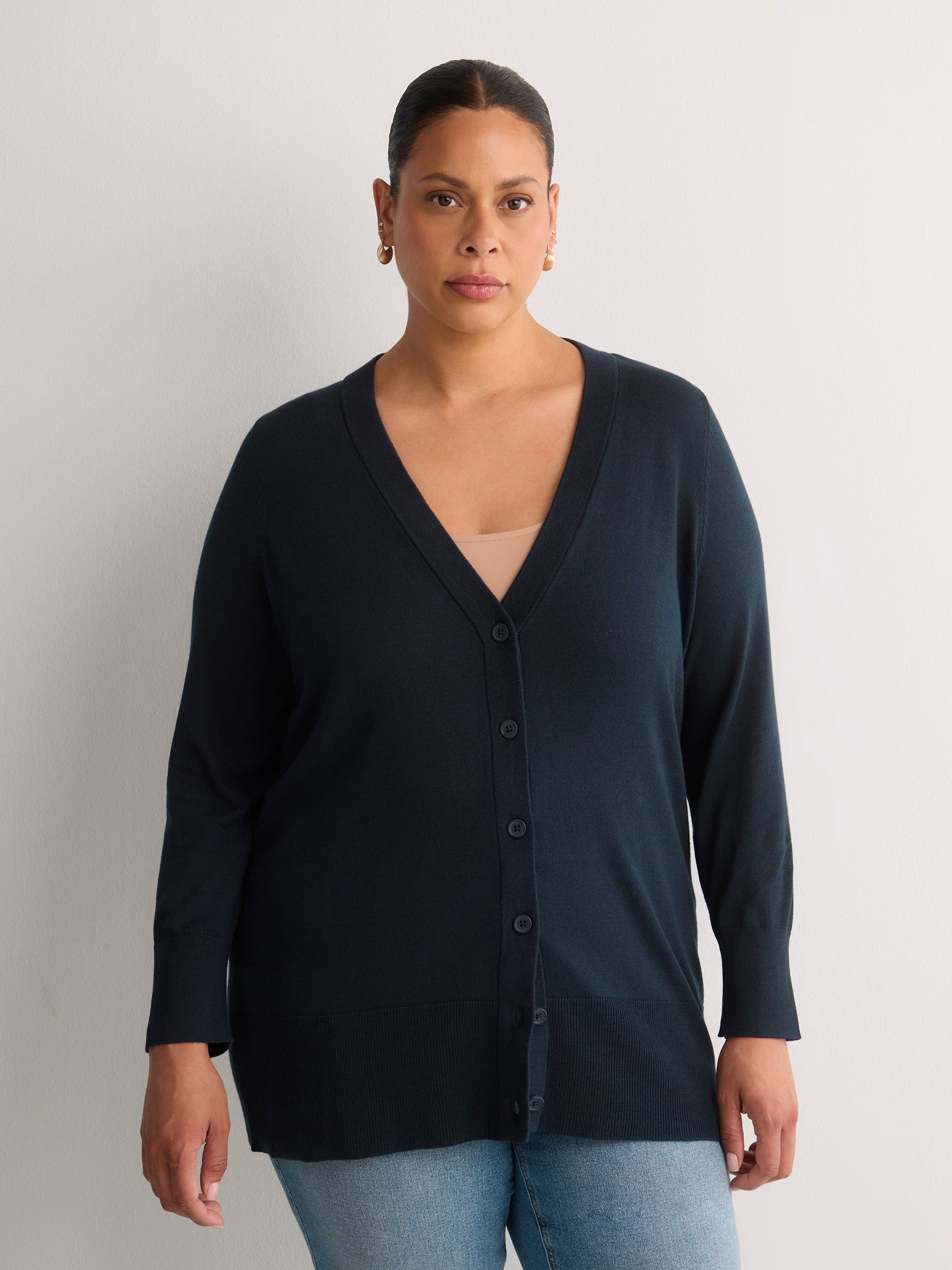 Responsible, Cotton-Blend Tunic Cardigan